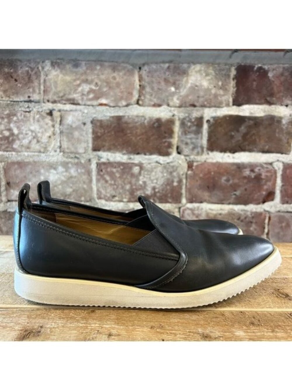 EVERLANE Leather Street Shoe In Gray Blue Women's Pointed Toe Loafer Sz 9.5